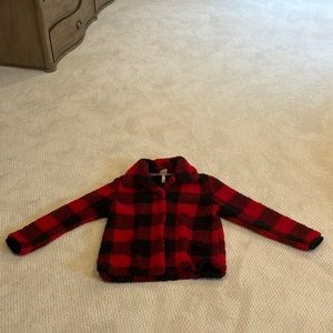 Fluffy Red and Black Checkered Teddy Jacket